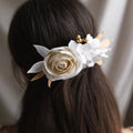 Peigne Fleurs En Papier Blanc Et Doré