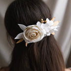 Peigne Fleurs En Papier Blanc Et Doré