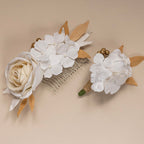 Peigne Fleurs En Papier Blanc Et Doré