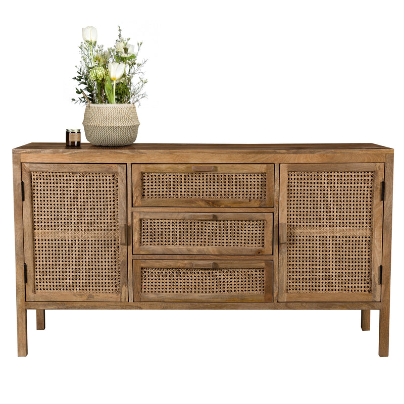Buffet en cannage Tiki 2 portes 3 tiroirs