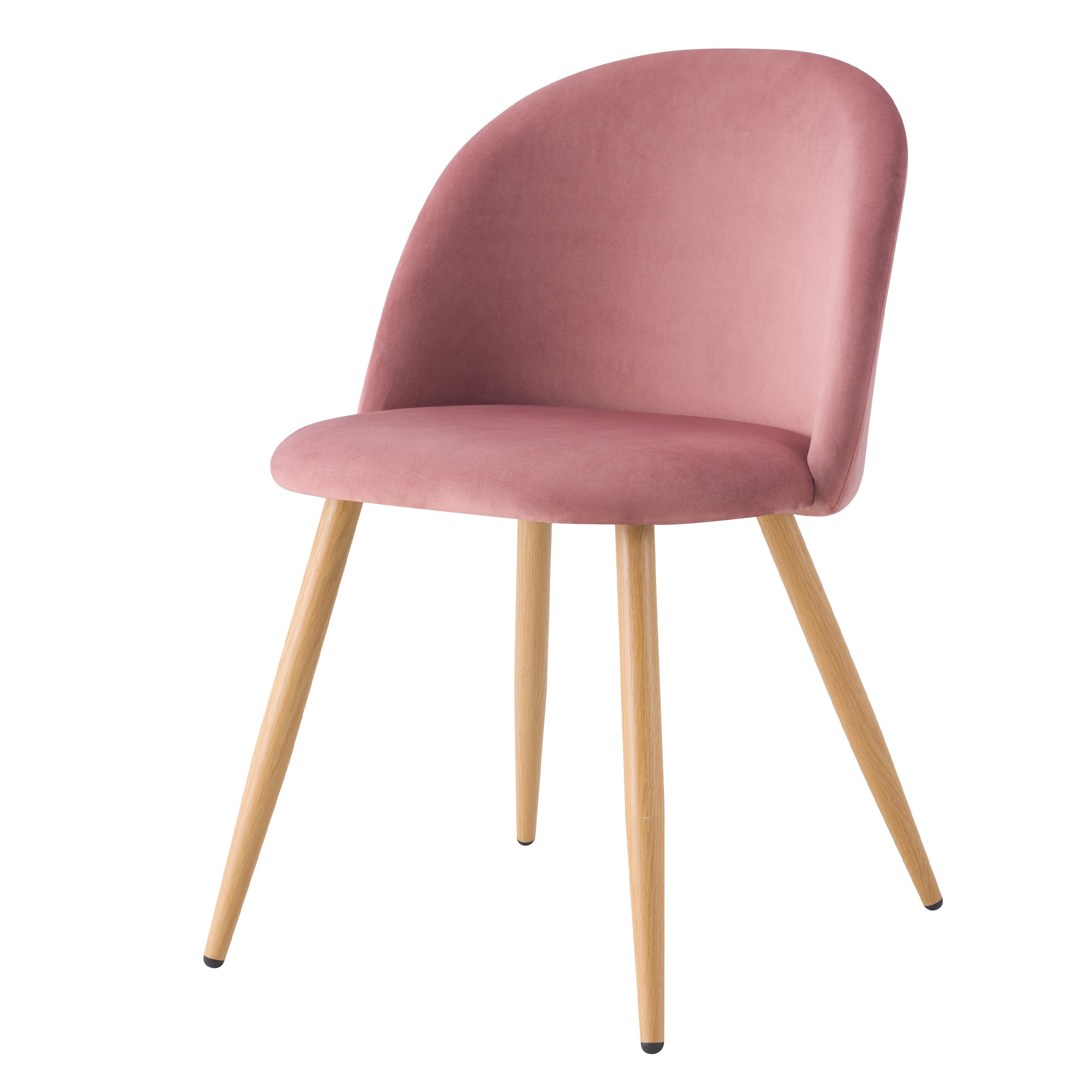 Cosy - Juego de 2 sillas de terciopelo rosa y patas de metal