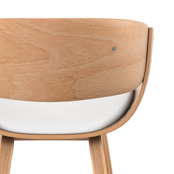 Adelmar - Silla En Madera Clara Y Pu Blanco
