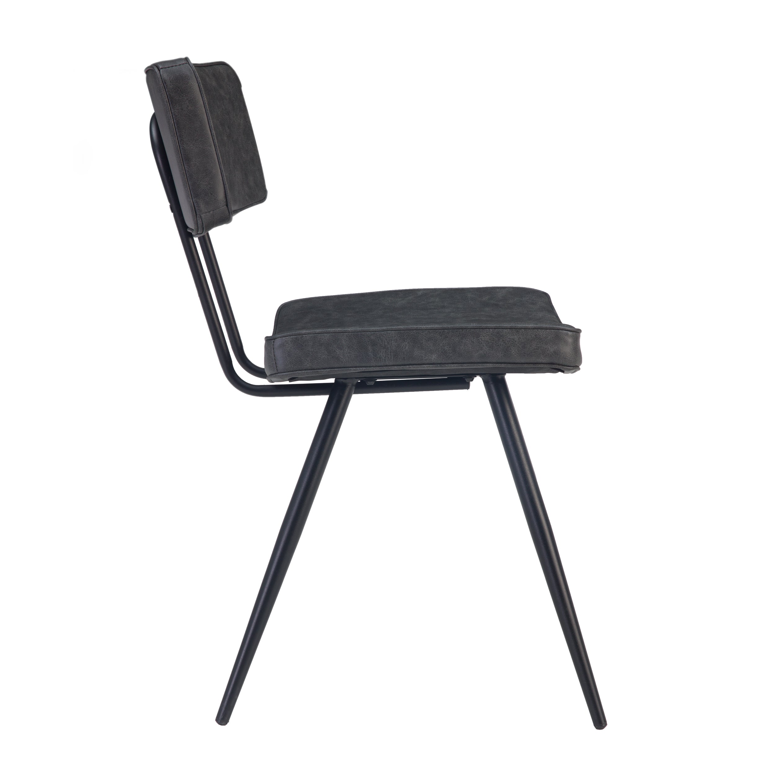 Texas - Lot De 2 Chaises En Cuir Synthétique Gris / Noir
