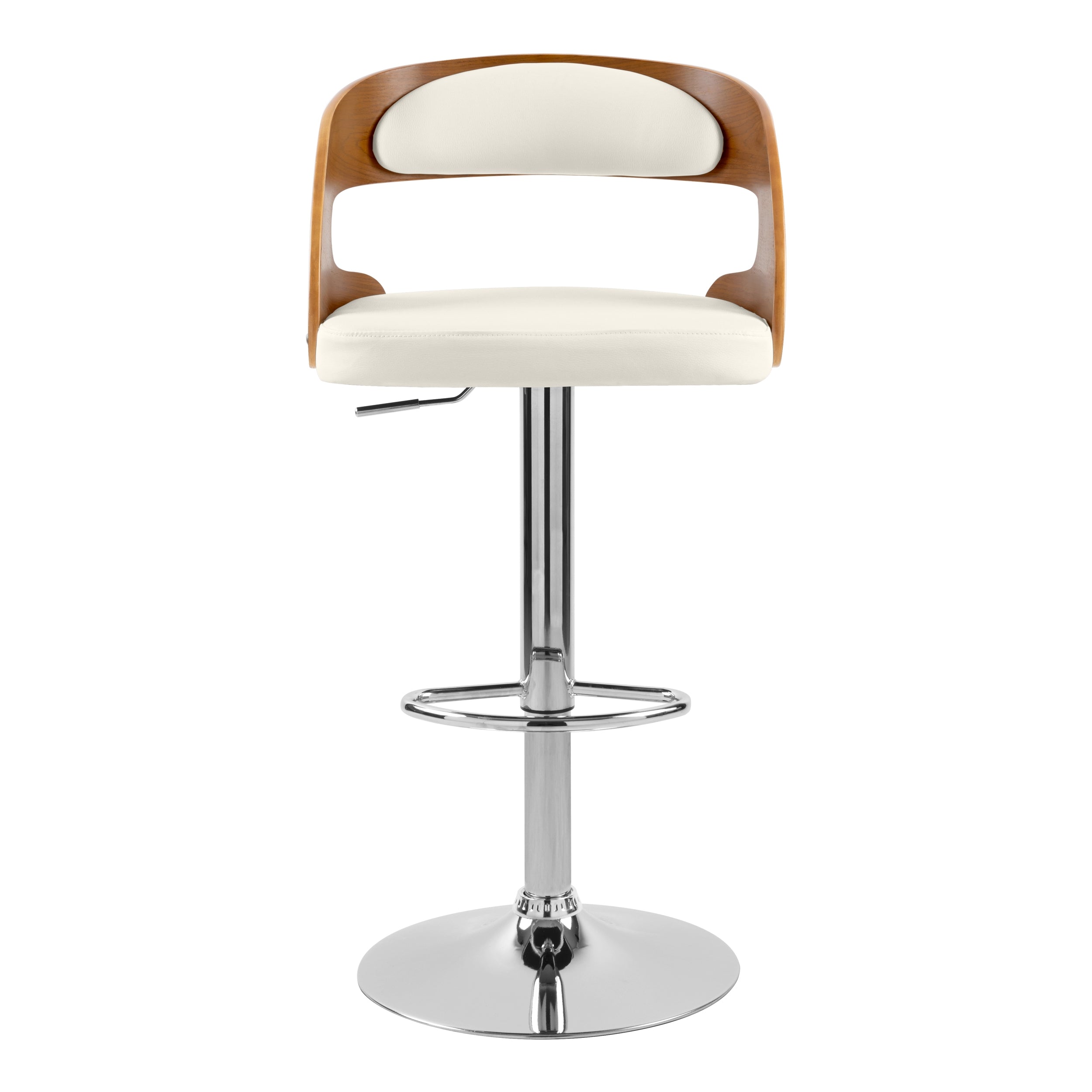 Louis - Silla alta ajustable de piel sintética blanca