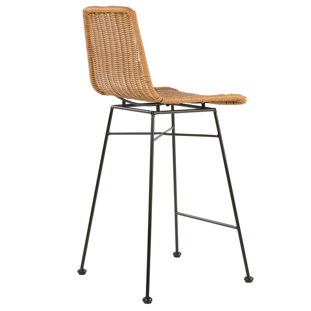 Mandya - Set of 2 Mid-Height Bar Chairs in Brown Resin Rattan