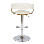 Harold - Chaise De Bar Réglable Et Pivotante En Cuir Synthétique Blanc