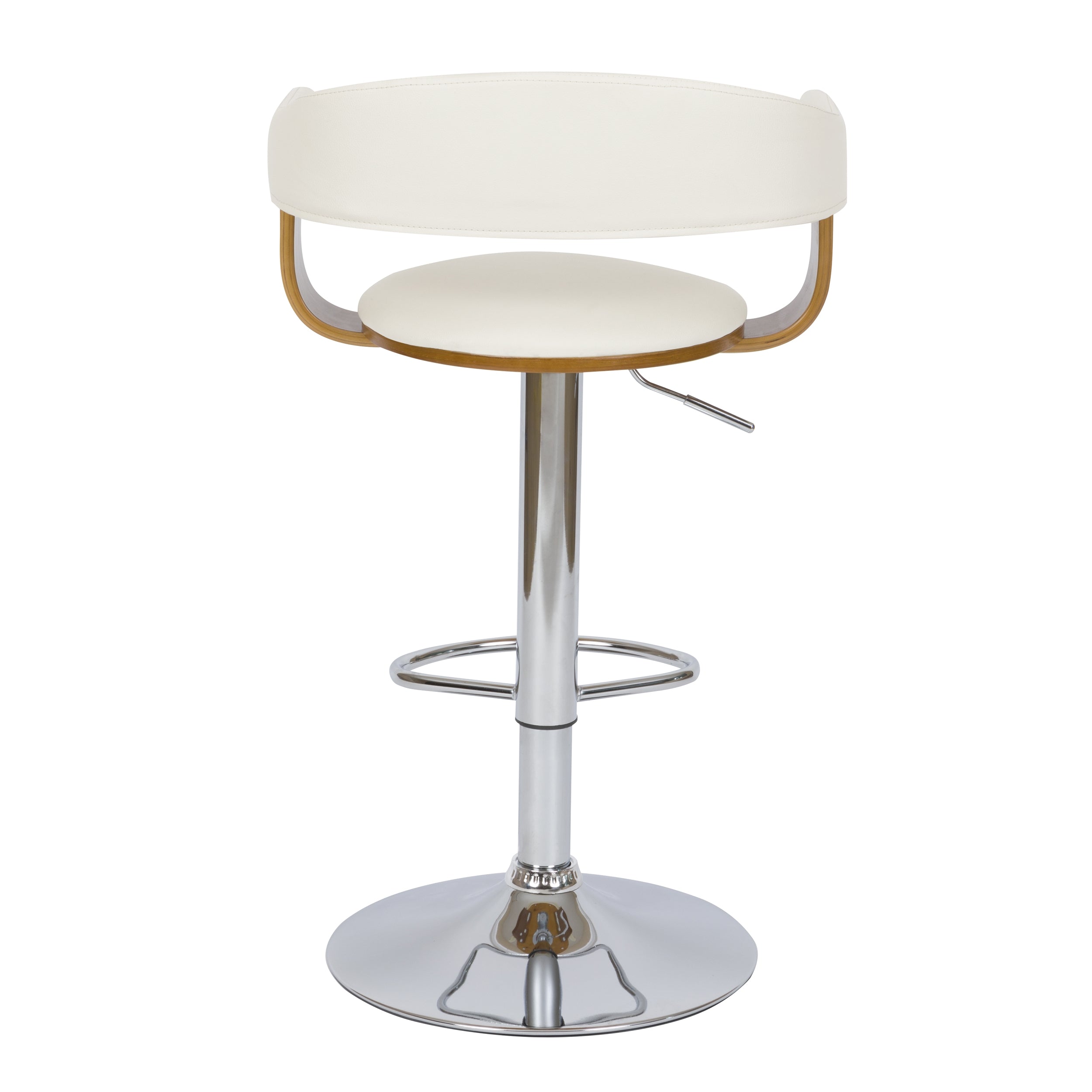 Harold - Chaise De Bar Réglable Et Pivotante En Cuir Synthétique Blanc