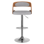 Louis - Silla de bar ajustable en tela gris claro
