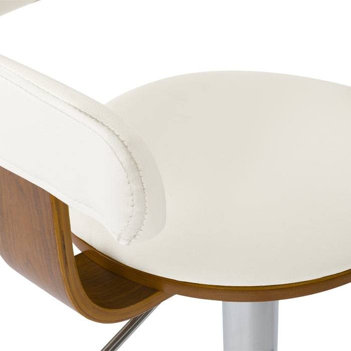Chaise de bar blanche Harold avec accoudoirs 62/84 cm