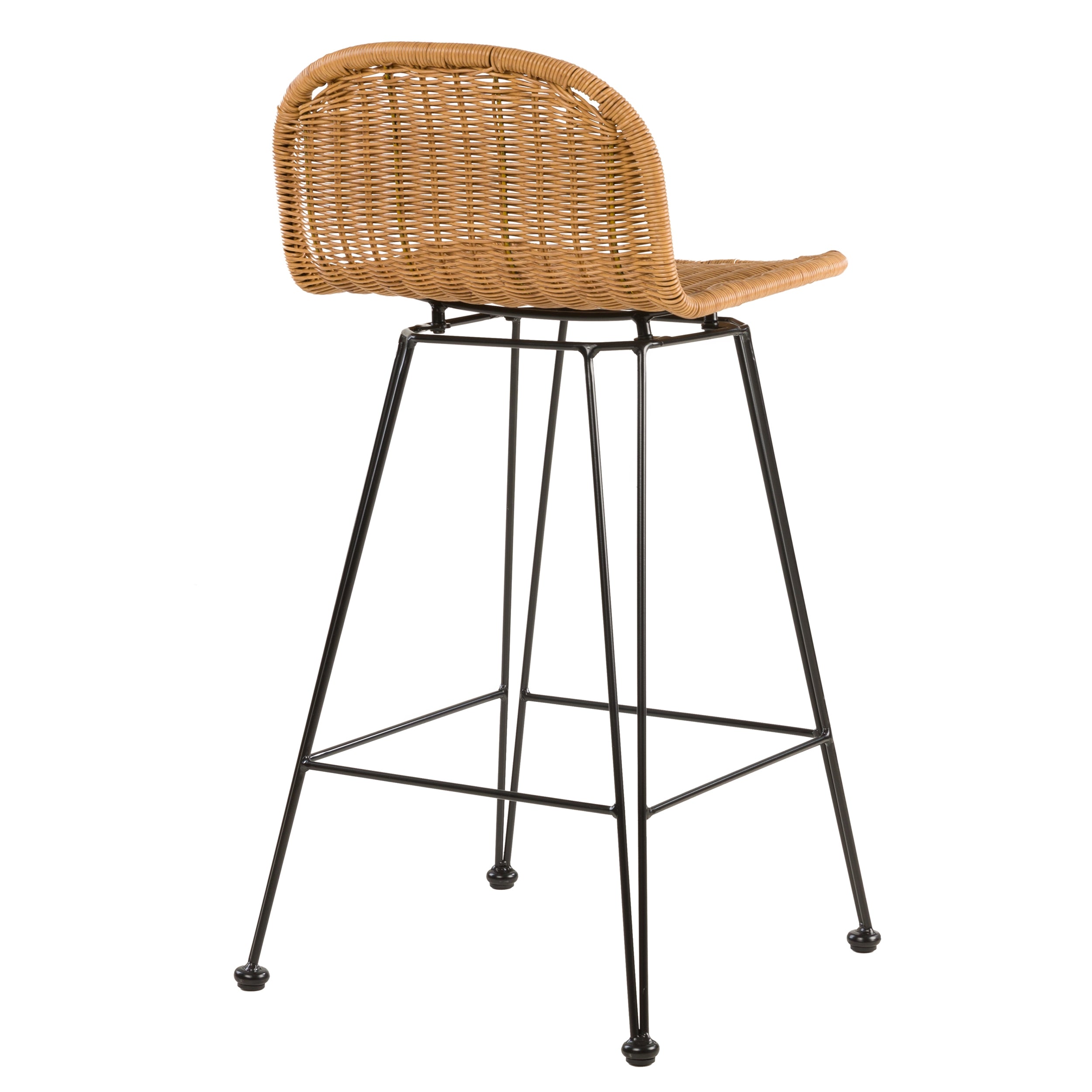 Jigani - Set of 2 Mid-Height Bar Chairs in Brown Resin Rattan