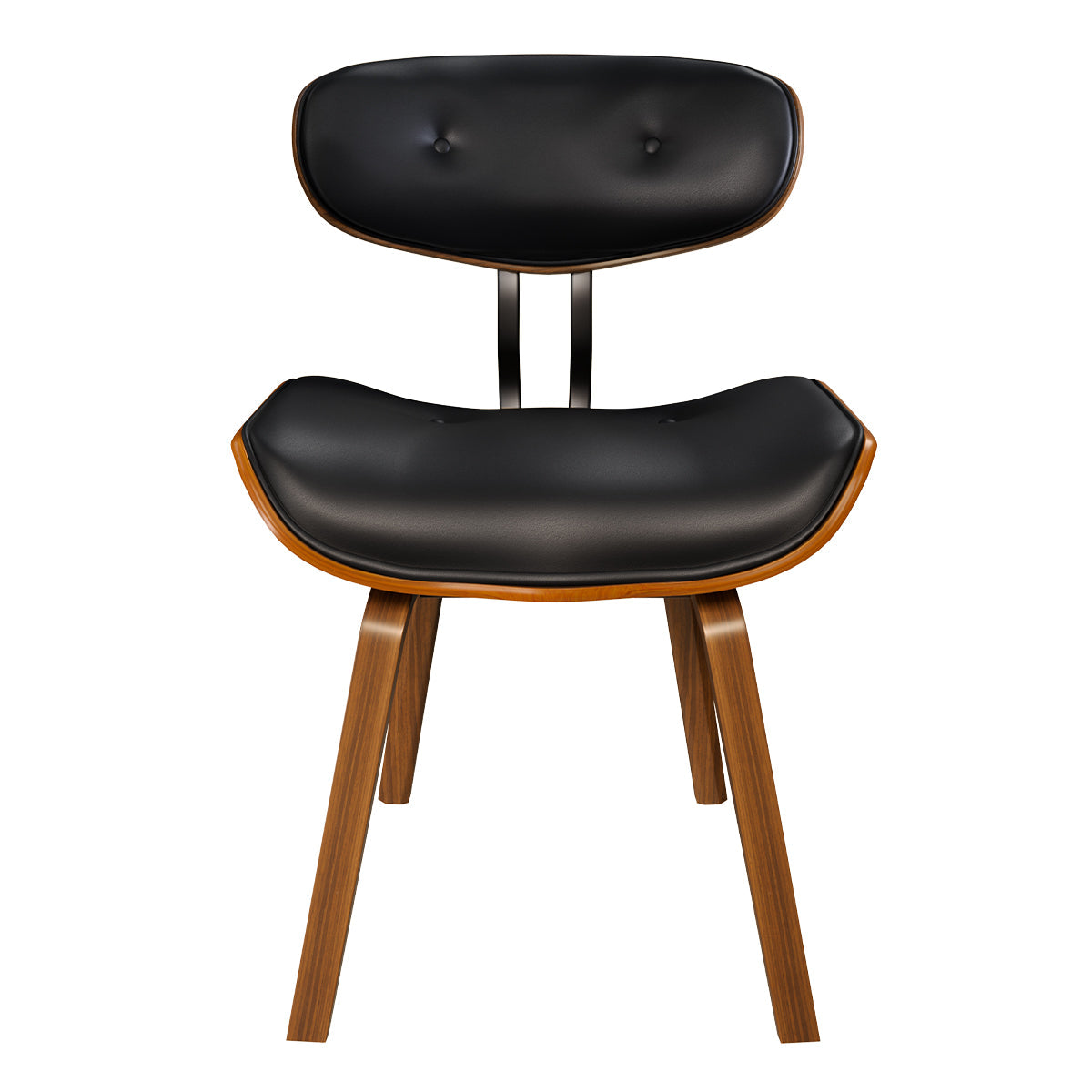 Pétrus - Chaise En Pu Noir Et Pieds En Bois Plié