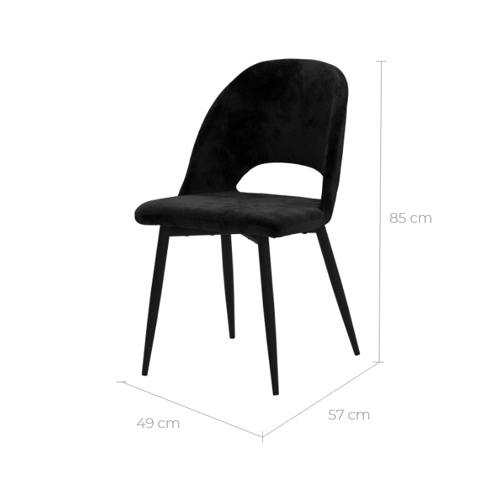 Chaise Pénélope en velours noir (lot de 2)