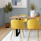Cozy - Set of 2 Chairs in Yellow Fabric and Metal Legs