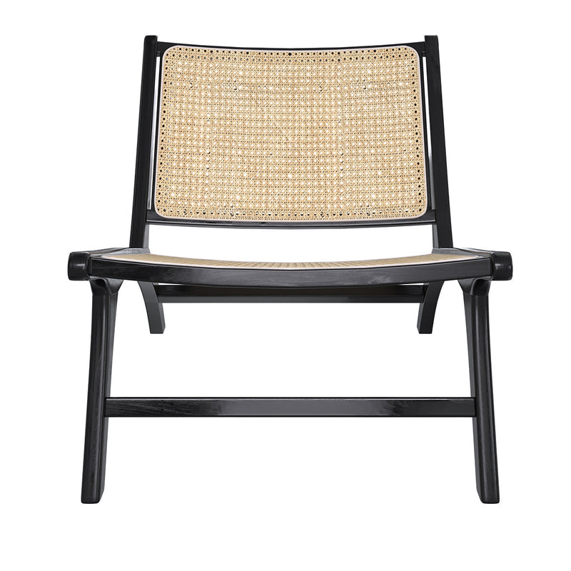 Fauteuil Kilka en teck noir et tressage
