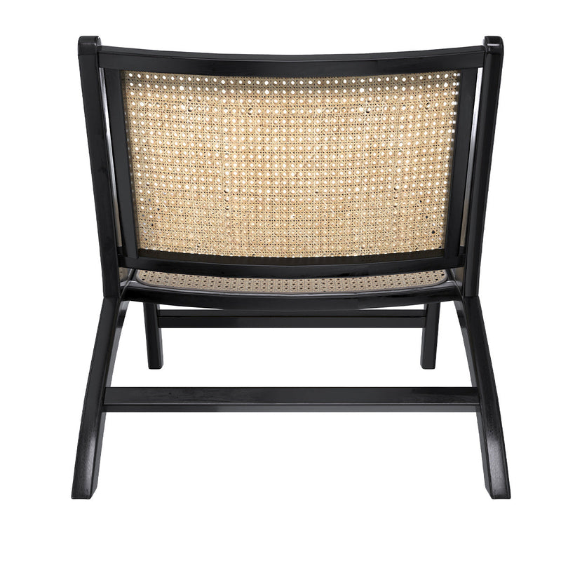 Fauteuil Kilka en teck noir et tressage