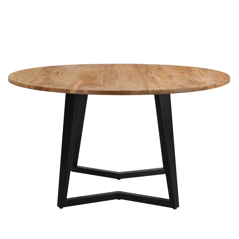 Table ronde Moorea  6 personnes en bois et métal 140 cm