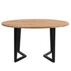 Moorea - Table Ronde 6 Personnes En Bois D'Acacia Et Métal