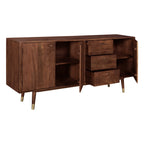 Colombo - Buffet En Bois Massif 3 Portes 3 Tiroirs Et Détails Dorés