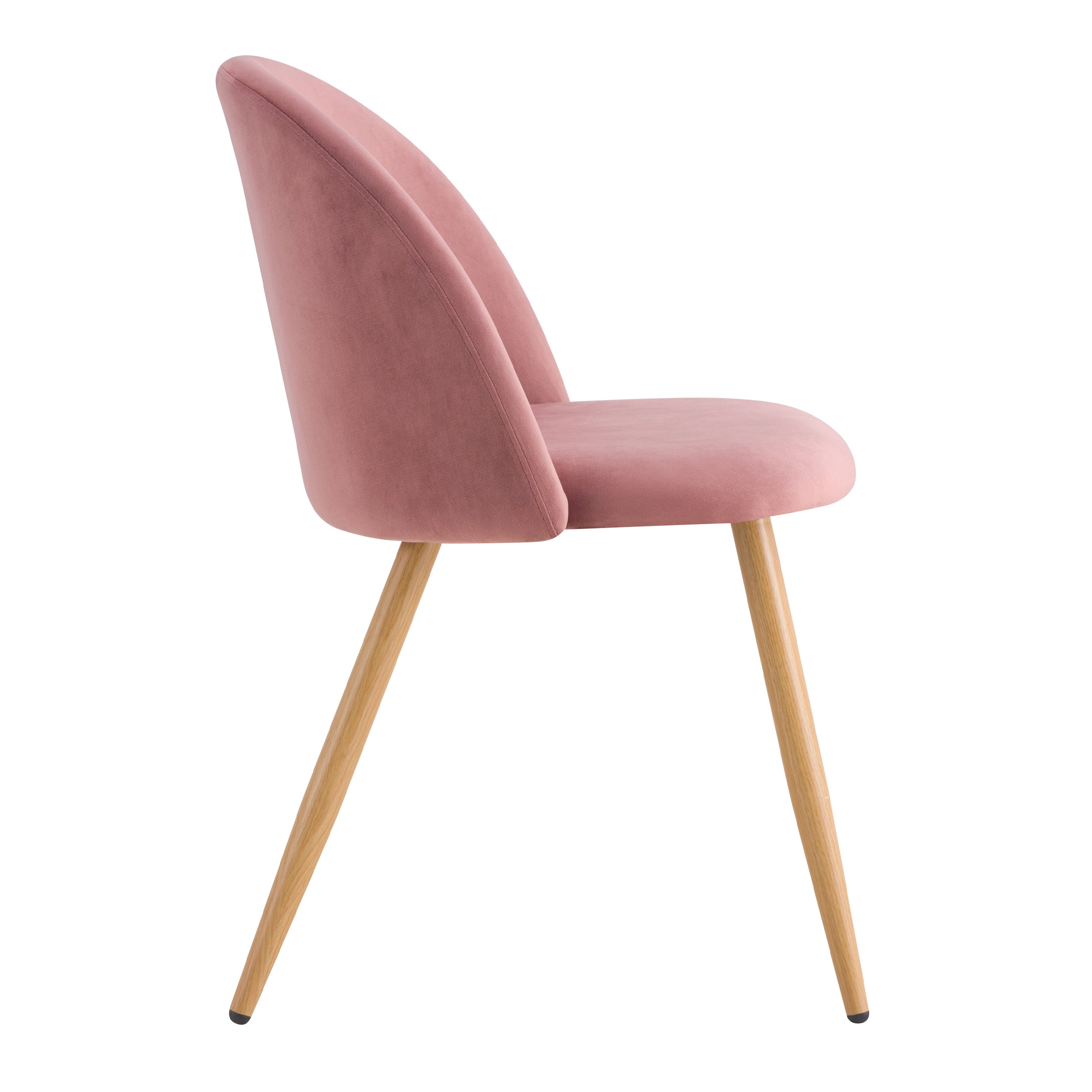 Cosy - Juego de 2 sillas de terciopelo rosa y patas de metal