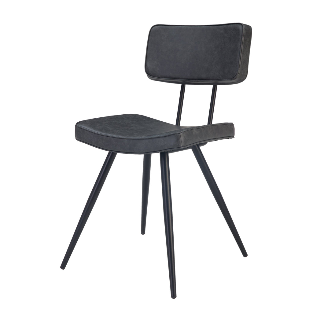 Texas - Lot De 2 Chaises En Cuir Synthétique Gris / Noir