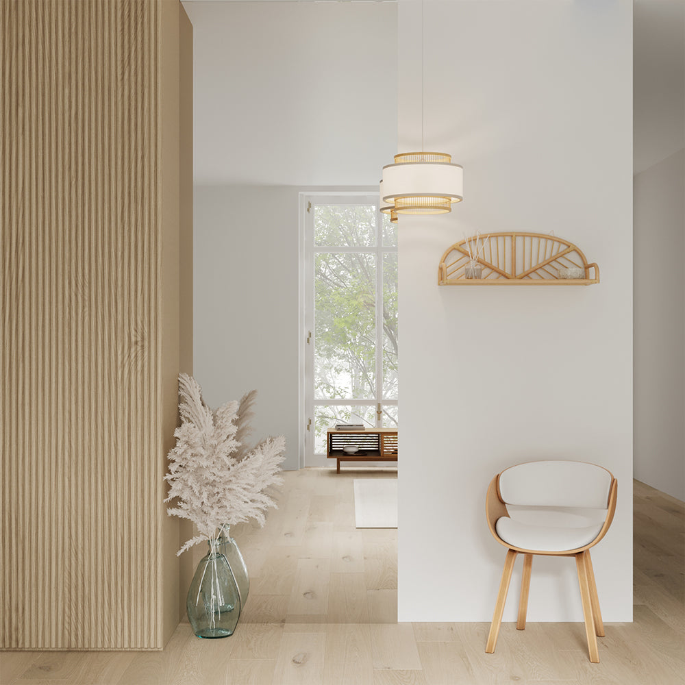 Adelmar - Silla En Madera Clara Y Pu Blanco