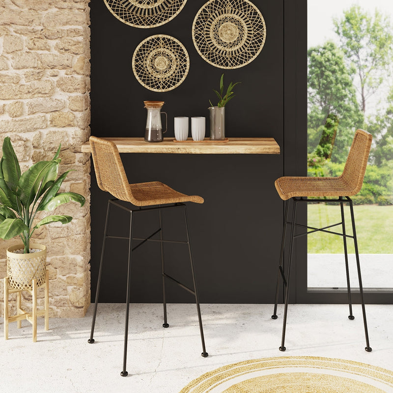 Set of 2 Mandya Bar Stools - Brown