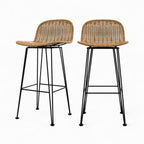 Jigani - Set of 2 Brown Resin Woven Bar Chairs