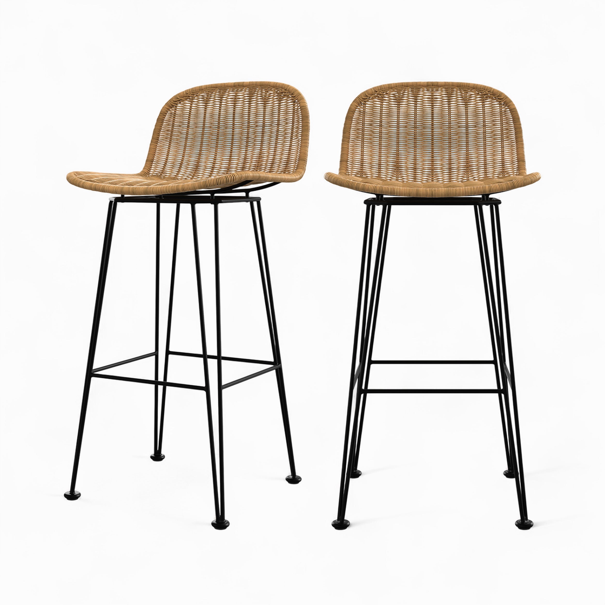 Jigani - Set of 2 Brown Resin Woven Bar Chairs