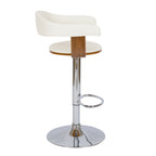 Harold - Chaise De Bar Réglable Et Pivotante En Cuir Synthétique Blanc