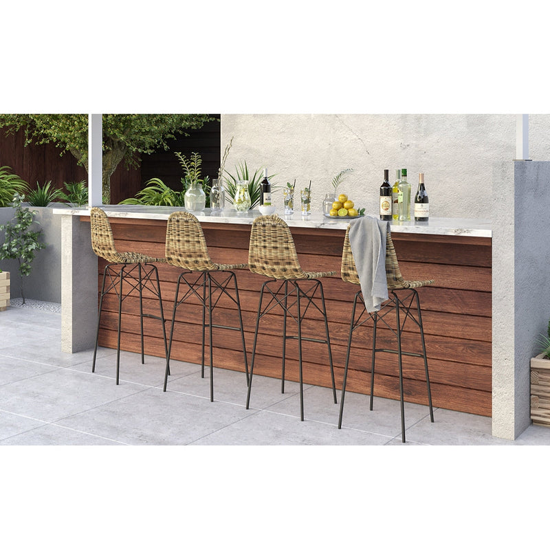 Chaise de bar de jardin Tiptur en résine tressée marron 76 cm (lot de 2)