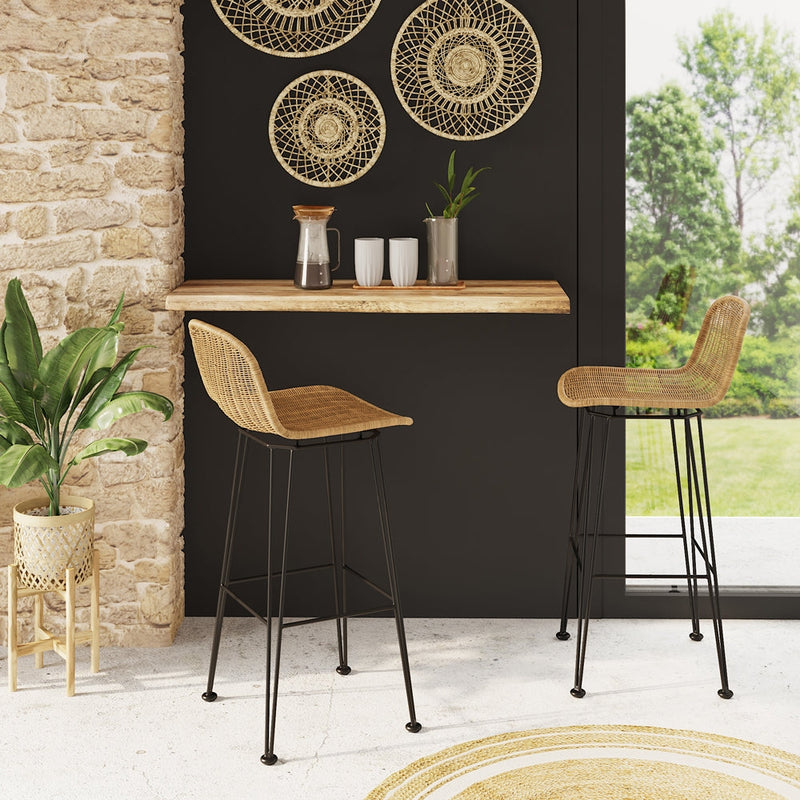 Chaise de bar Jigani naturelle 76 cm (lot de 2)