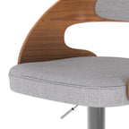 Louis - Silla de bar ajustable en tela gris claro