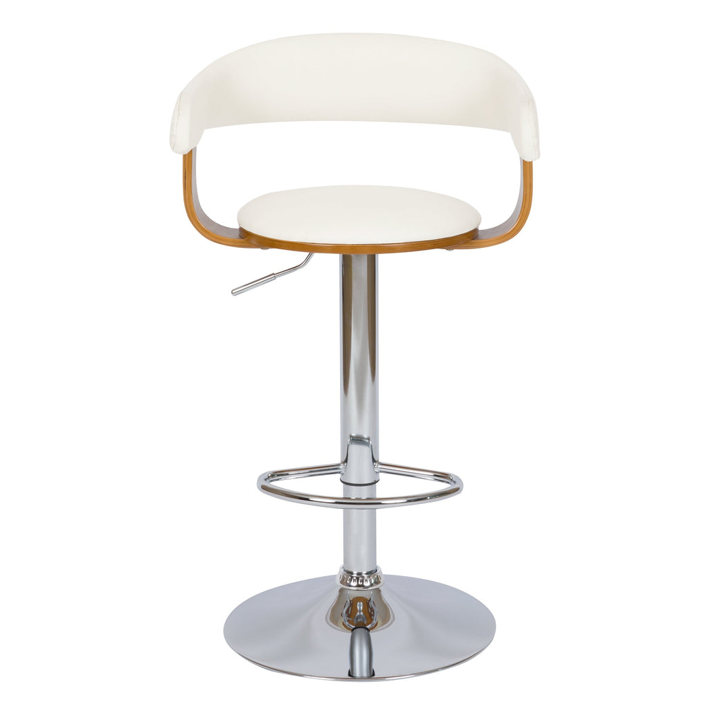 Harold - Chaise De Bar Réglable Et Pivotante En Cuir Synthétique Blanc