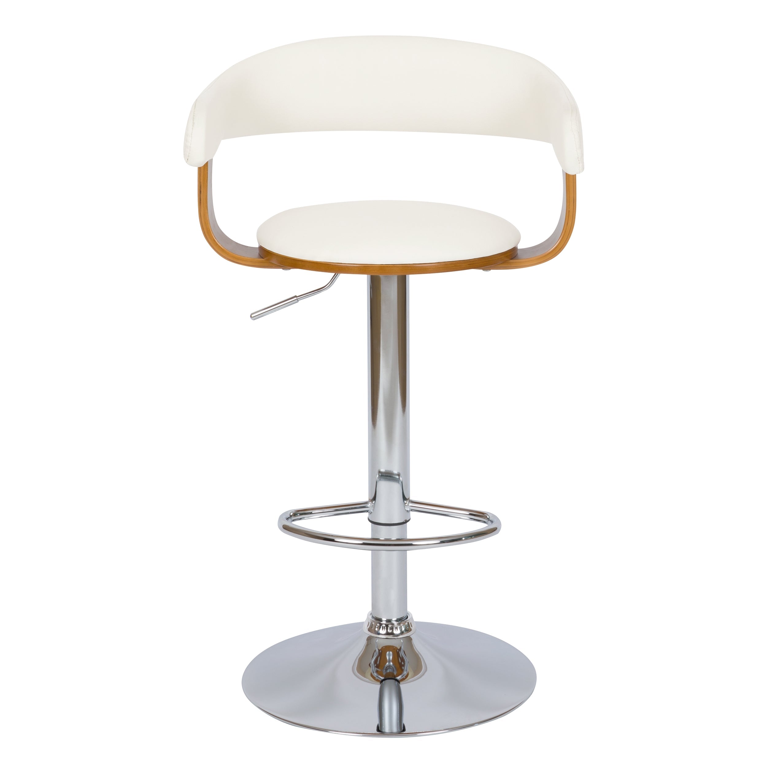 Harold - Chaise De Bar Réglable Et Pivotante En Cuir Synthétique Blanc