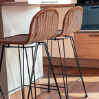 Jigani - Set of 2 Mid-Height Bar Chairs in Brown Resin Rattan
