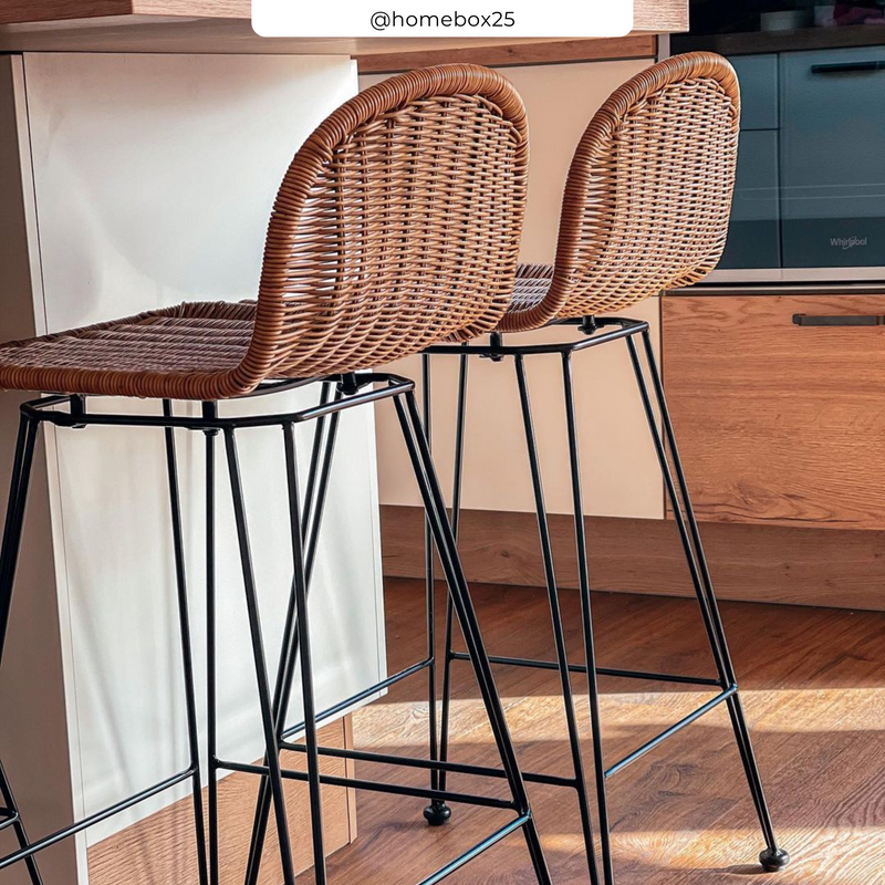 Set of 2 Jigani Bar Stools - Natural Brown