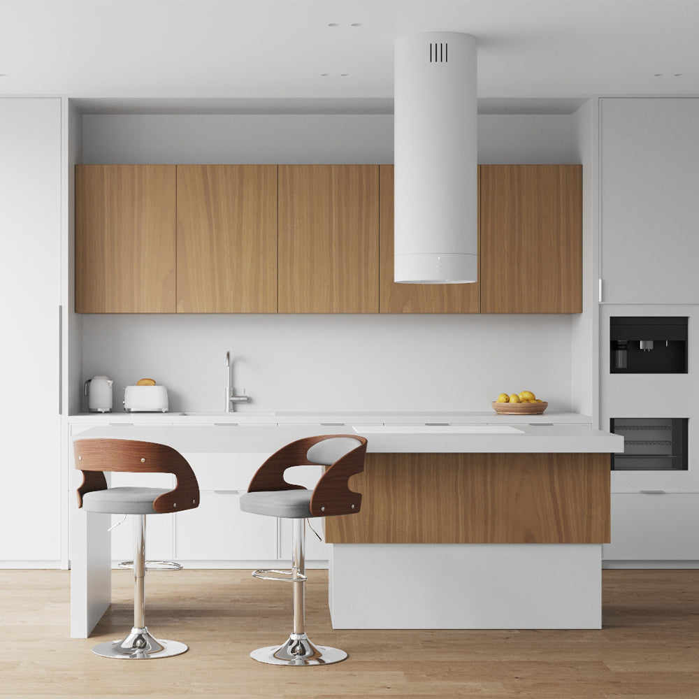 Louis - Silla de bar ajustable en tela gris claro