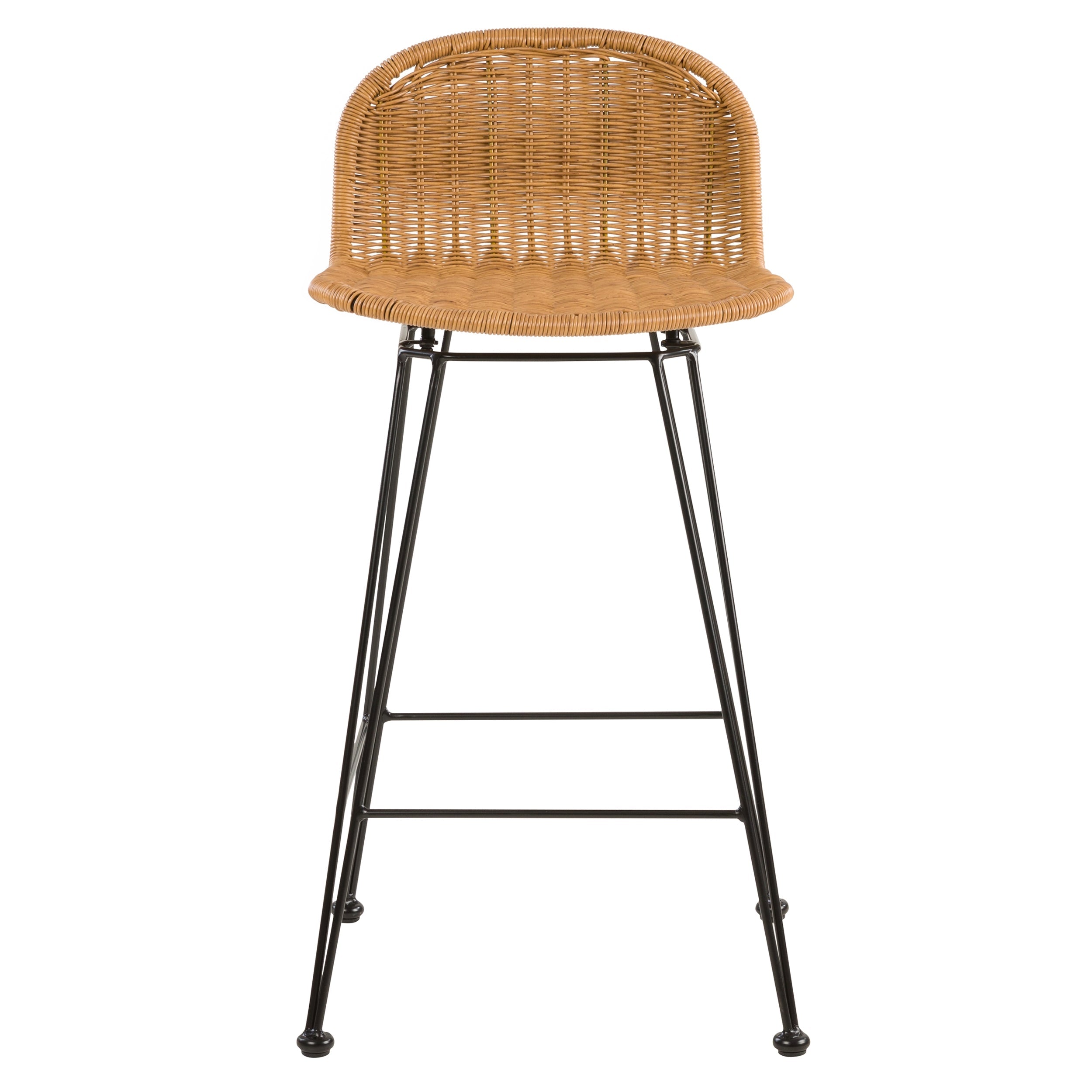 Jigani - Set of 2 Mid-Height Bar Chairs in Brown Resin Rattan