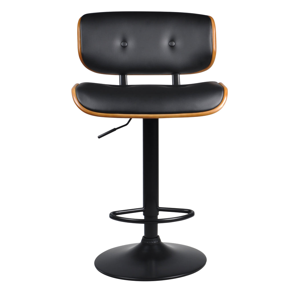 Melchior - Adjustable Black Synthetic Leather Bar Chair