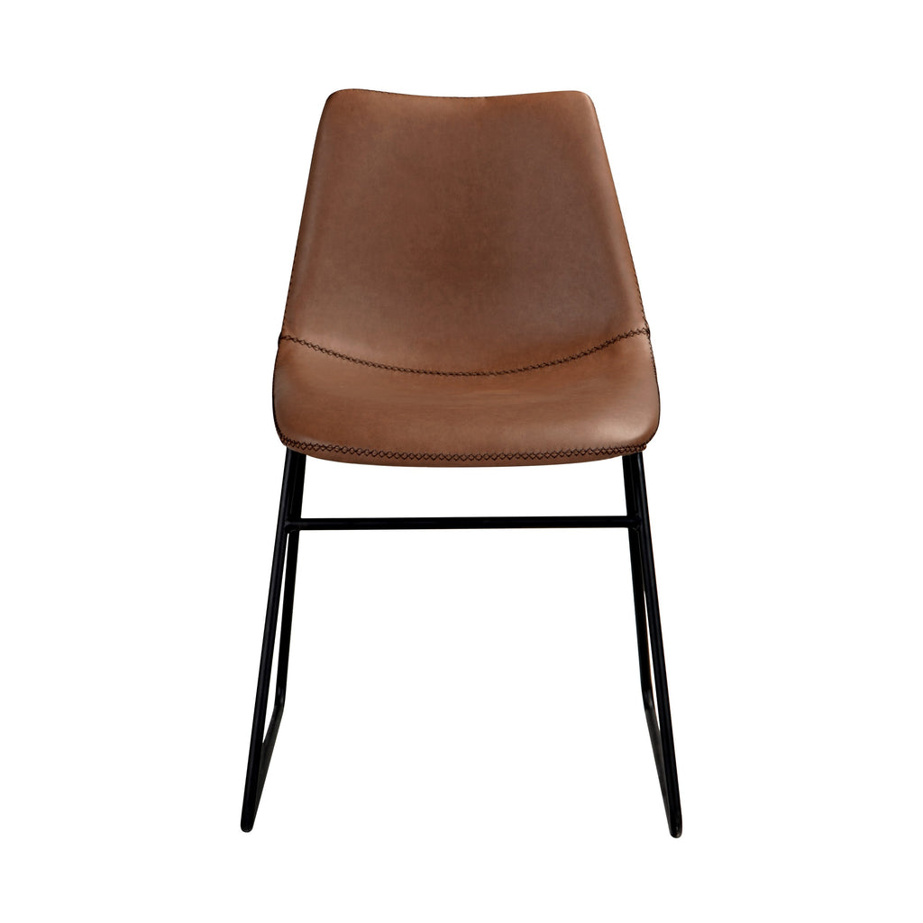 Gaspard - Lot De 2 Chaises En Cuir Synthétique Marron