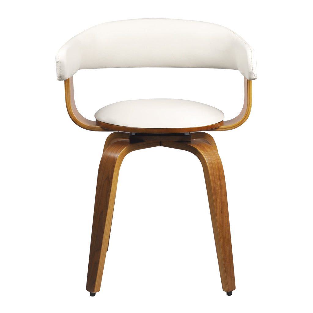 Harold - Chaise Avec Accoudoirs En Cuir Synthétique Blanc