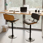 Melchior - Adjustable Black Synthetic Leather Bar Chair
