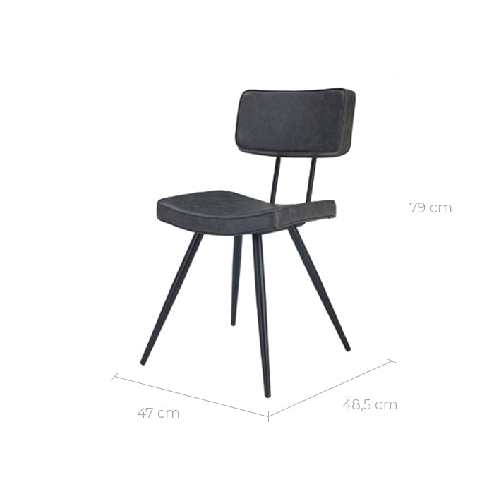 Chaise Texas grise / noire (lot de 2)