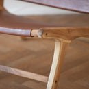 Fauteuil Kuna en teck et cuir marron