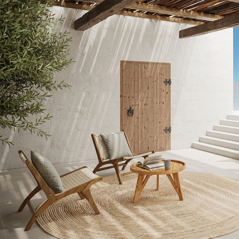 Fauteuil Kilka en teck et tressage vannerie