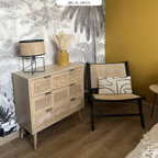 Kilka - Fauteuil En Teck Noir Et Tressage Cannage En Rotin