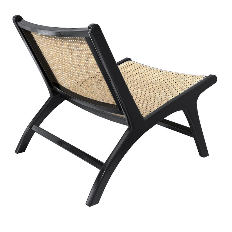 Fauteuil Kilka en teck noir et tressage