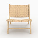 Fauteuil Kuna en teck et cuir tressé beige
