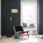 Aimée - Lampadaire En Rotin Et Métal Noir