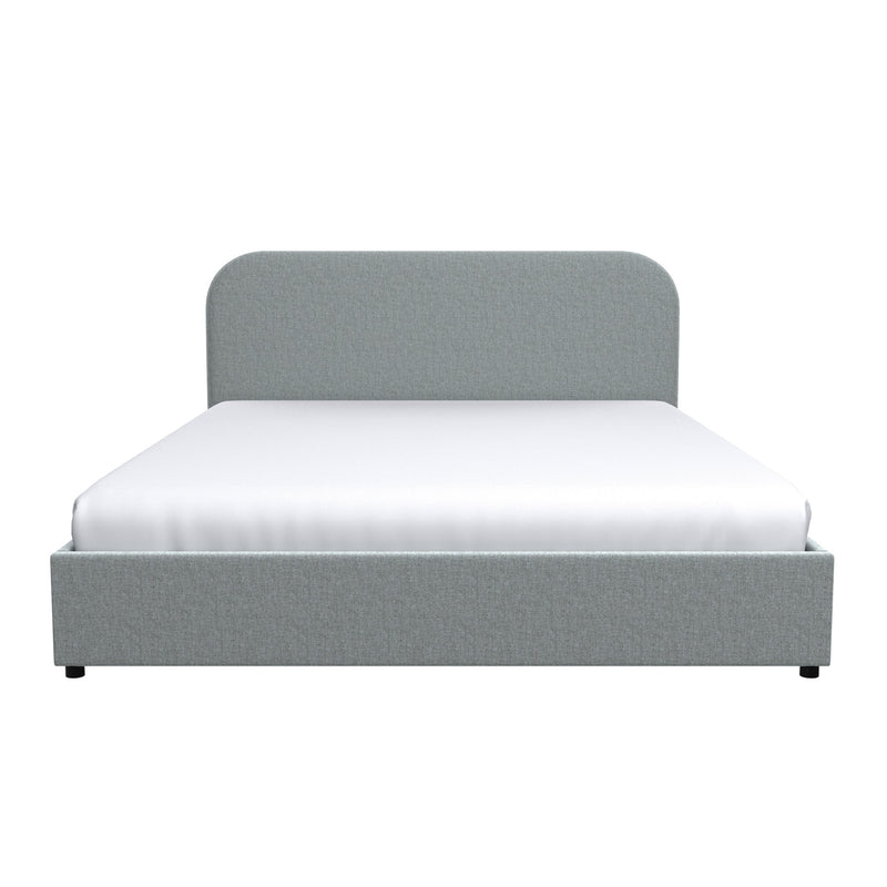 Lit double Tilly avec coffre 140x190 cm en tissu gris